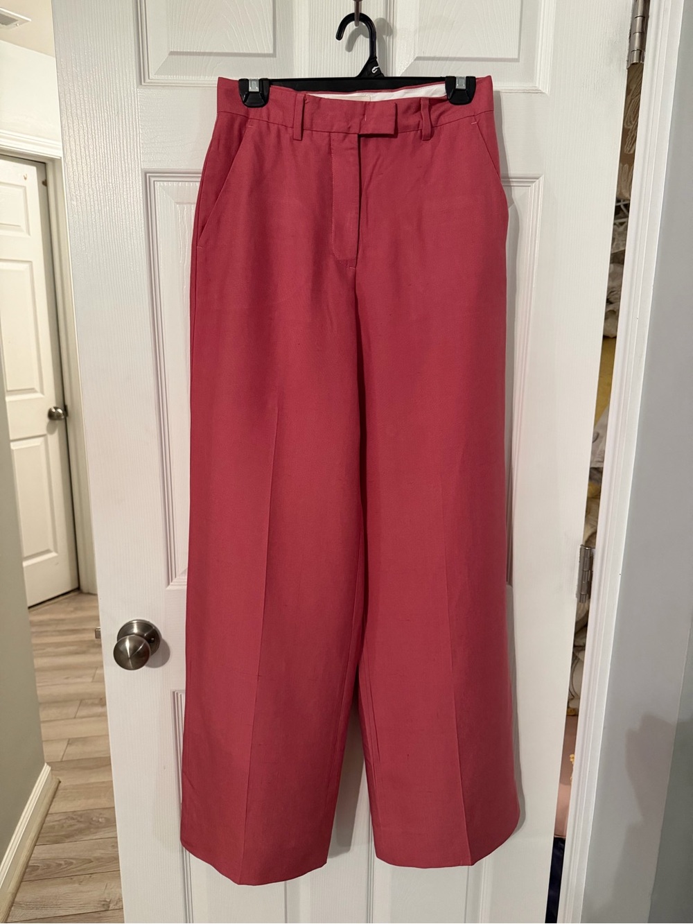 RETORI Wide-Leg High-Rise Trousers in Mauve/Pink Made In Italy100% Silk/Cotton